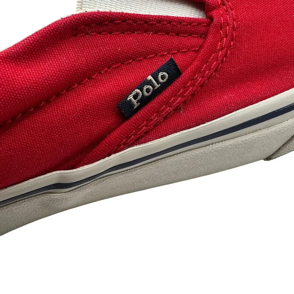 Polo Ralph Lauren Keaton-Slip Polo Bear Canvas Slip-On Sneaker White Mens 10.5